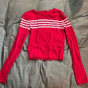 PacSun Basics | Red Long Sleeve Tee | Cropped | Small